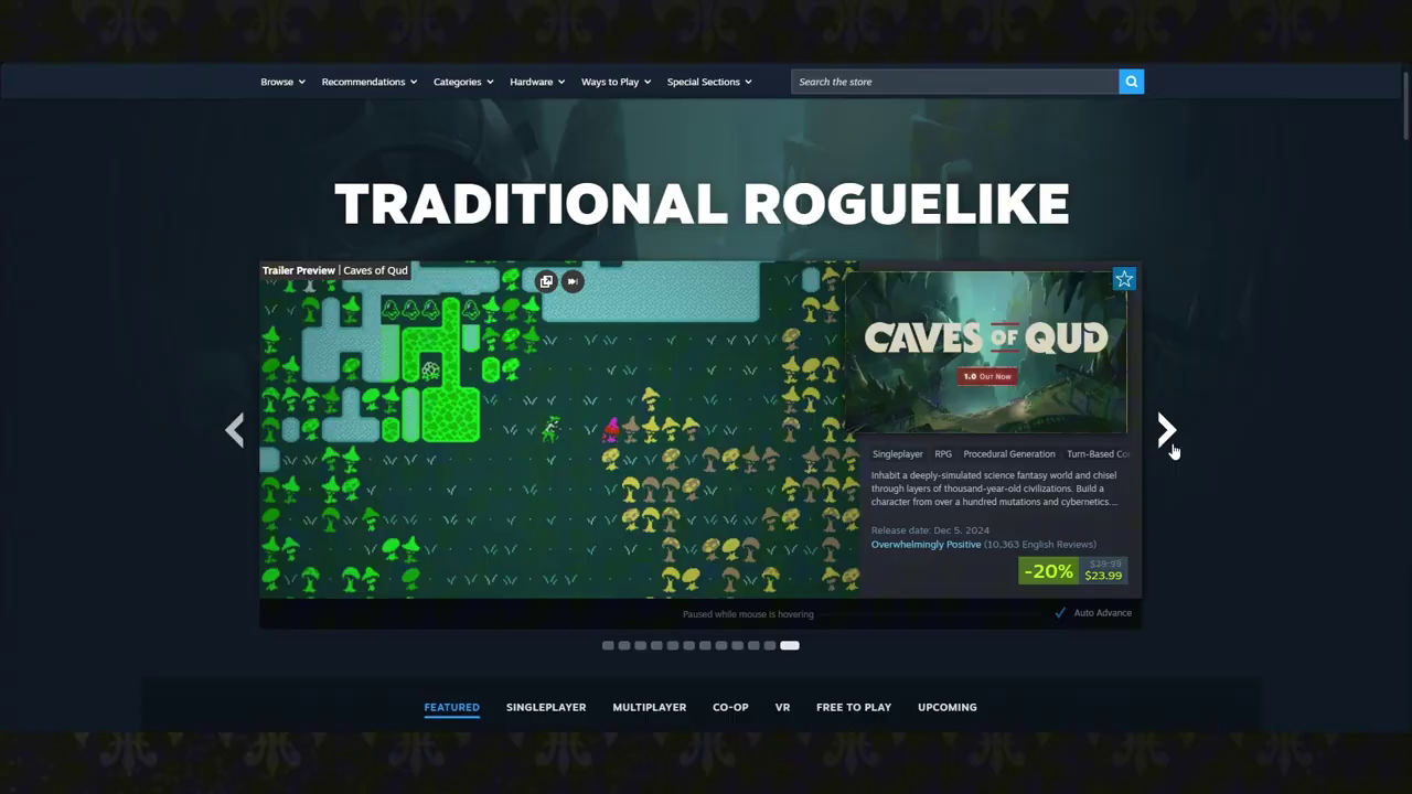 Steam: Traditional Roguelike tag